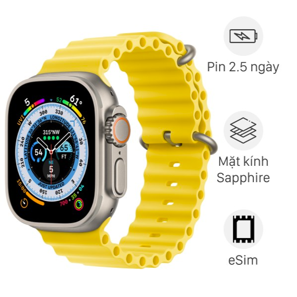 Apple Watch Ultra LTE Viền Titanium Dây Cao Su - NEW Chính Hãng VN/A