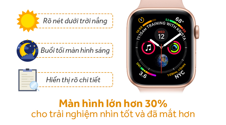Apple Watch Series 4 GPS + LTE 40mm, viền nhôm, dây cao su - New